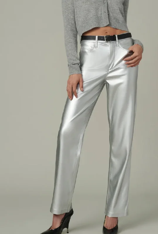 Minimalist Women's Fashion Clothing The Margot Silver Vegan Leather Pant by Joes Jeans