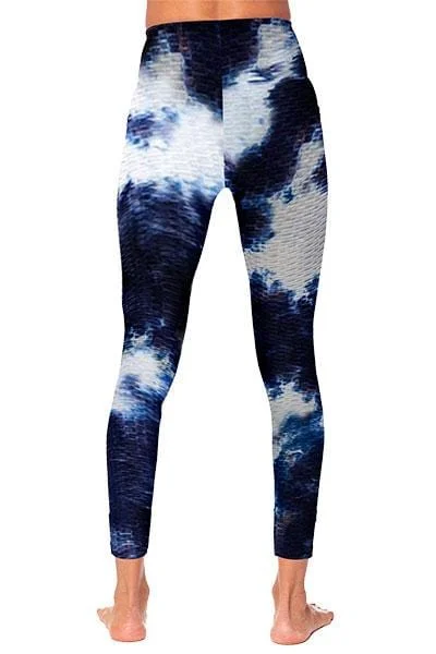 Trendy Women's Dresses Online Tie Dye Legging, Blue and White (Whisper)