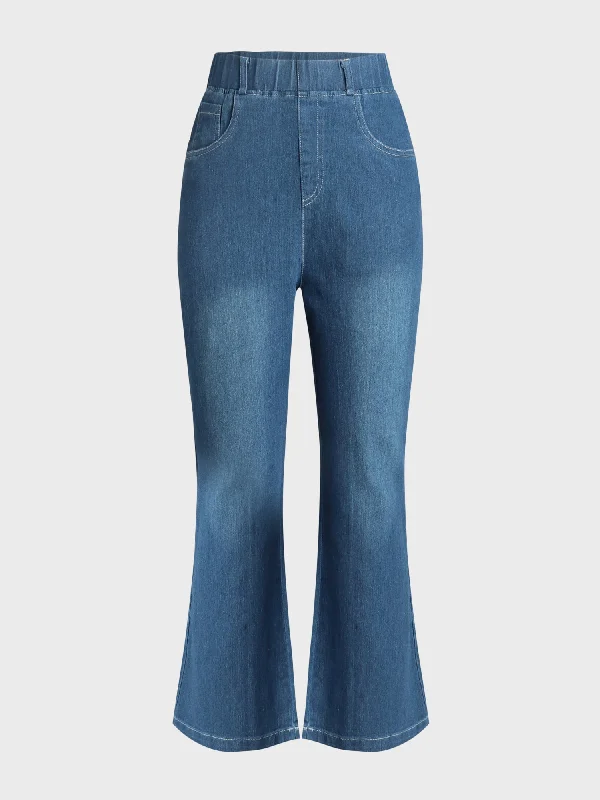 Chic And Trendy Women's No-Button Stretch Flare Jeans